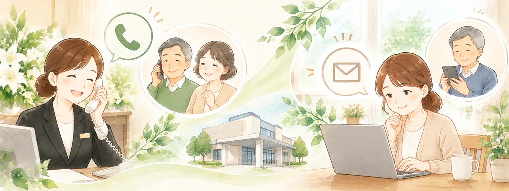 葬儀の費用や流れについてスタッフに相談するご家族