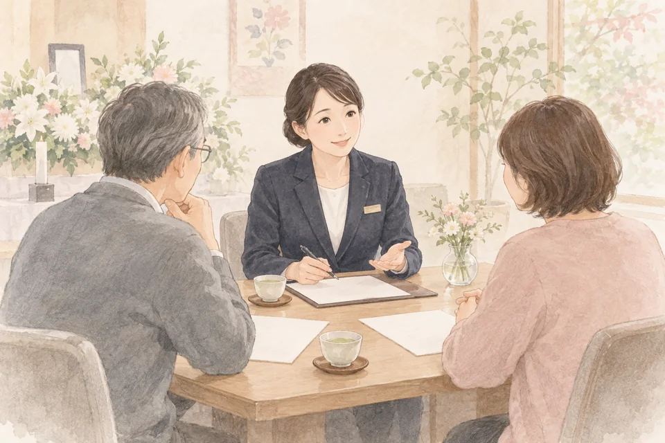 ご家族とのお打ち合わせのイラスト