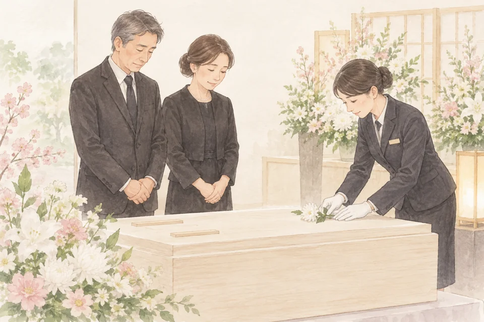 納棺とお別れの準備をするイラスト